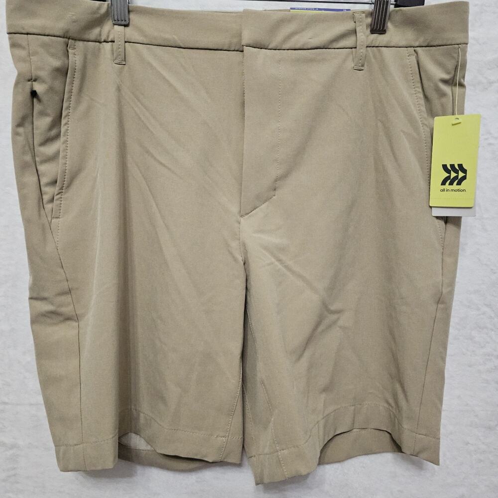 NWT Mens Golf Shorts 36 Khaki Moisture Wicking 8" UPF 50+ Athleisure Outdoor